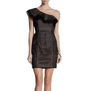J. Crew NWT Black Eyelet Lace One Shoulder Ruffle Mini Sheath Party Dress